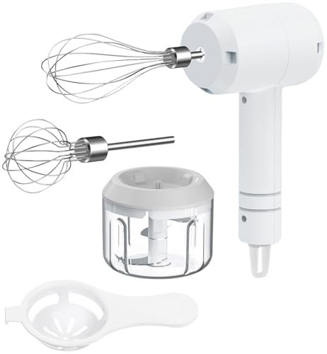 Rosenstein & Söhne Akku Mixer: 3in1-Akku-Handmixer, Zerkleinerer und Schneebesen, USB, 20 Watt (Kaffeemühle, Mini-Mixer, wiederaufladbarer)