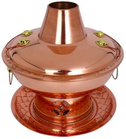 Shabu Shabu Pot， Chinese Traditional Alcohol Hot Pot Copper Hot Pot Features Cookware Home Kitchen Decor Chinese Hot Pot Cooke(36cm)