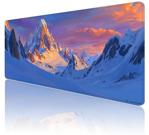 Tappetino Mouse paesaggio XXl 600 x 300 x 3mm Tappetino per Mouse Da Gaming Mousepad Montagna Grande Mouse Pad, Cuciture Sui Bordi, Scrivania Con Base In Gomma Antiscivolo per Pc, Laptop, Gaming R407