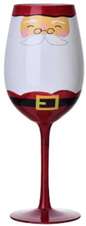 Christmas Wine Glasses, Wine Glasses with Christmas Tree Santa Pattern, Funny Christmas Glassware Drinking Cup, Glass Wine Tumblers for Christmas New Years Eve Wedding