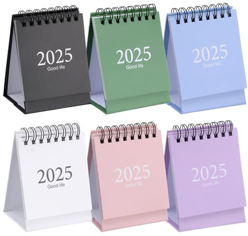 6 Stück Mini-Tischkalender 2024-2025,Juli 2024 bis Dezember 2025,Kleiner Tischkalender,2024–2025 Kalender,Mini Monatskalender mit Aufklebern für Zuhause Büro Schule(10,2x7,6cm)
