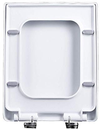 Siège de toilette carré W à fermeture douce avec charnières silencieuses à dégagement rapide Design rectangulaire avec fixation supérieure facile Fonction de libération rapide pour un nettoyage