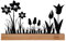UNUS Aufsteller Silhouette Blumenwiese Design A in Schwarz