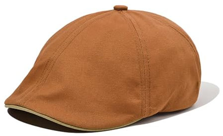 CLAPE Schirmmütze Herren Damen Schiebermütze Baskenmütze Flache Kappe Baumwolle Einstellbar Newsboy Cap Gatsby Mütze Orange NBAP2501