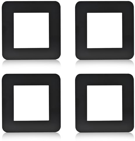 Light Switch Surround Cover – 4 Pack Black Self-Adhesive Finger Plates (86mm Inner, 145mm Outer) – Plastic Frame for Light Switch Protection Against Dirt & Fingerprints