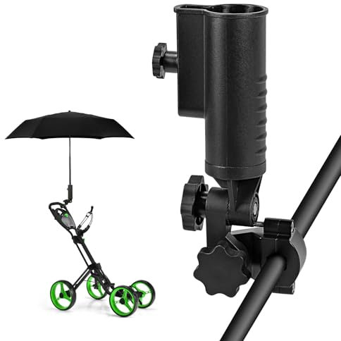 WEIMELL Heavy-duty Golf Push Cart Umbrella Holder for Stroller Bicycle Bike Wheelchair Mobility Scooter Beach Chair 180°Adjustable Aluminum Base Windproof Universal Umbrella Holder Mount Kit
