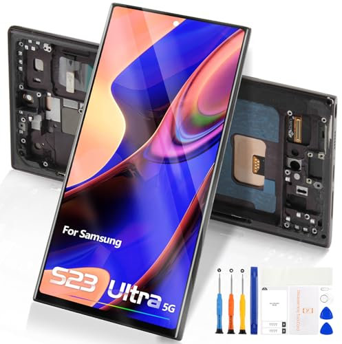 Atwist Pantalla táctil para Samsung Galaxy S23 Ultra 5G LCD Display para Samsung S23 Ultra 5G LCD Pantalla SM-S918 S918B S918B/DS SM-S918U Digitizer Full Assemblage (negro con marco)