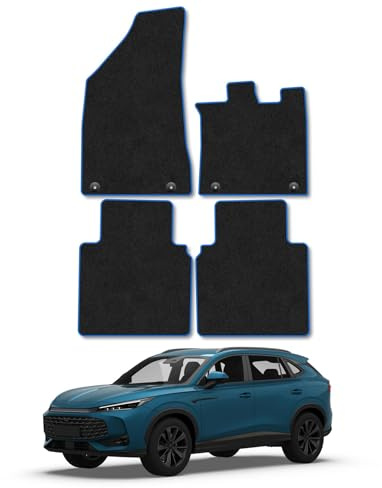 MG HS (2024+) [Automatic] Carpet Car Mats | Blue Edge Trim Tailored Fit Floor Mats Full Coverage Protection Accessories Easy Clean Anti Slip Made in the UK
