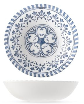 H&H – Set de 6 saladiers Azulejo – 28 cm – Mélamine décorée – Inspiration carrelage portugais – Résistants et élégants – Convient au lave-vaisselle