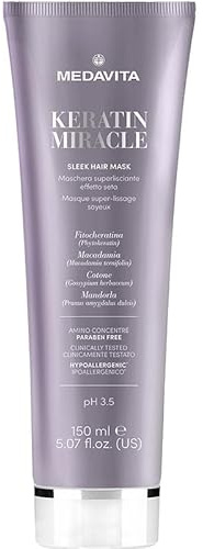 Medavita | Keratin Miracle Glättende Haarmaske, 150ml, Restrukturierende Maske mit Keratin