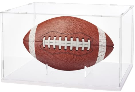 AHANDMAKER Vetrina in acrilico con supporto rimovibile e supporti da rugby per palloni da calcio autografati, action figure, borsa, organizer per modelli