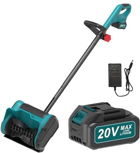 600W Akku-Schneefräse 20V-Bis 6m Schneewurf & 16cm Höhe-4000mAh Akku für Hof & Gehweg (Blau 03)