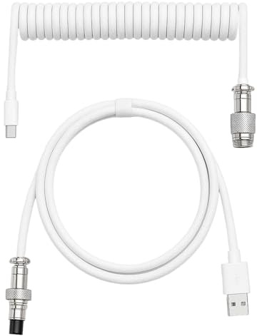 Coiled Keyboard Cable 1.8M, Coiled USB C Cable for Keyboard Type-C to USB A | USB to USB C Coiled Cable Keyboard, Double Sleeved Mechanical Keyboard Wire Coiled USB-C for PC Laptop Gaming Keypad