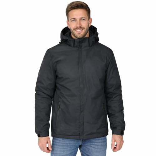 Blu Apparel Mens Padded Waterproof Coat Quilted Rain Jacket for Men Warm Midweight Coat for Men (UK, Alpha, XL, Regular, Regular, Solid Black)