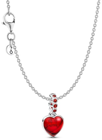 PANDORA Damen-Kette Silber Geschenkset Rotes Muranoglas Herz 21528 | Bundle, zauberhaftes Geschenk, Schmuck-Set Halskette mit Herz-Anhänger als Zeichen der Liebe