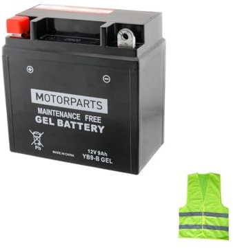 BATTERIA MOTO YB9-B 12 VOLT 9AH AMPERE BATTERIE SCOOTER IN GEL COMPATIBILE CON PIAGGI-O Ape FL3 Europa 50 per anno 1995 al 1999 135X75X139MM FORNITA CARICA E PRONTA PER ESSERE UTILIZZATA