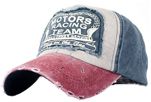 Tuopuda Baseball Cap Retro Cap Vintage Basecap Motors Racing Motorcycle Snap Back Baseballkappe Outdoor Unisex (Rot)