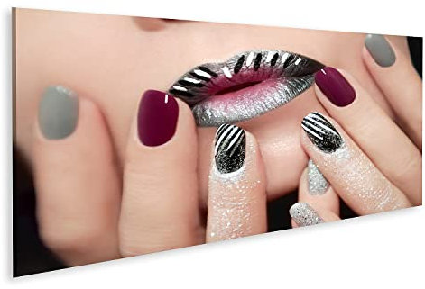 islandburner Bild auf Leinwand Lippen Und Nägel Mit Glitzer Beauty Salon Nagelstudio Bilder Wandbilder Poster