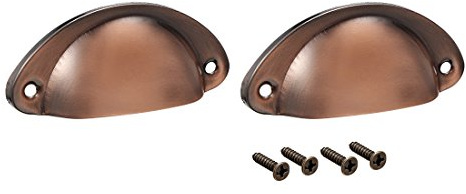 Sourcingmap Cup Pulls, Carbon Steel Shell Pull Handles Copper Tone for Dresser Kitchen Cabinet Drawer, 3.19 Length 1.38 Width,2 Pack