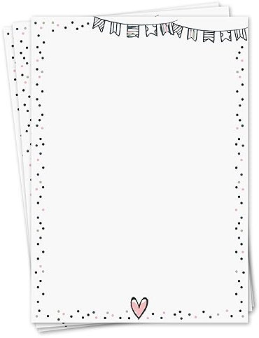 Briefpapier Set Konfetti I 50 Blatt 90 g/m² DIN A4 I stilvolles Schreibpapier vielseitig verwendbar rosa grün weiß I Geburtstag Urkunde Speisekarte I dv425