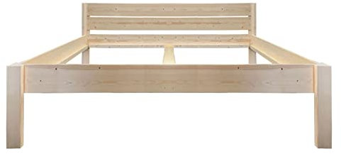 LIEGEWERK Massivholzbett Designbett mit Kopfteil 200x200 cm Bett Holz massiv Bettgestell (200cm x 200cm)
