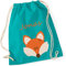 minimutz Turnbeutel mit Namen personalisiert & Bedruckt | Motiv Fuchs | Stoffbeutel Schuhbeutel Sportbeutel für Kinder Jungen & Mädchen | inkl. NAMENSDRUCK | blau orange Navy (türkis)