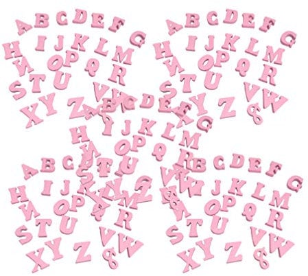 Healifty 100pcs Wooden Alphabet Letters Decorative Pink Wooden Letters for DIY Craft Kids Learning Toy