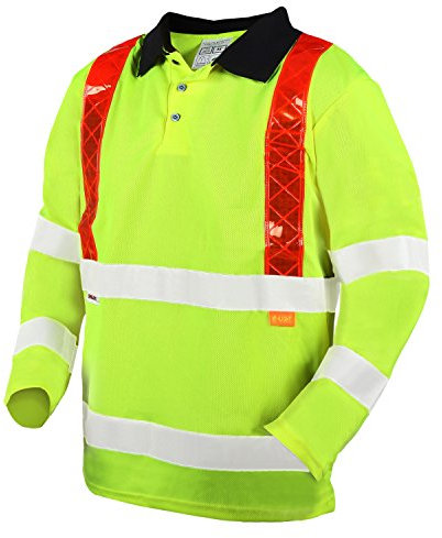 Orange Brace Yellow Hi Vis Long Sleeve Polo Shirt Reflective Safety Vest Waistcoat, Conforms to EN20471 Class 3, High Visibility, by Brook Hi Vis, XLarge