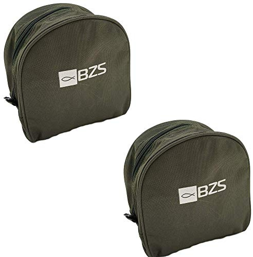 BZS Fishing Reel Cases with 600D Polyester Finished - Padded Bag with Fishing Protective Accessories for Larger Reels, Green (2 x)