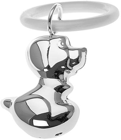 Kinderrassel mit Beissring | Motiv Hund | Silber Plated versilbert | In Geschenkbox Edles | Taufgeschenk & Geburt