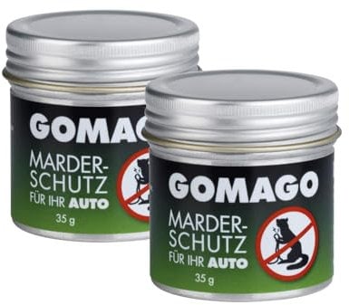 GOMAGO Marderschutz für Ihr Auto 2er Set | Zuverlässige und einfache Mardervergrämung durch Duftstoff | Alternative zu Marderschreck, Marderspray, Ultraschall u.ä. | Einfache Anwendung [2 x 35g]