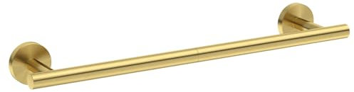 USHOWER Barre porte-serviettes dorée brossée de 45,7 cm pour salle de bain à fixation murale, tringle épaisse en acier inoxydable SUS304 (longueur totale 50,8 cm)