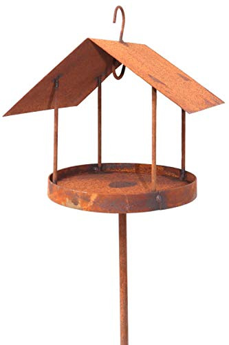 Hirsch Terrracotta Vogelhaus zum Aufhängen oder Stellen Höhe 26 cm, Breite 23cm Edelrost
