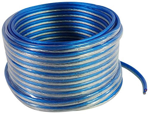 Rockville Blue 14G50 14 Gauge 50 Foot Speaker Wire 100% OFC Copper, High-Fidelity Audio, Durable PVC Jacket, Flexible Design, Perfect for Car Audio and Home Theater Systems