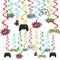 WERNNSAI Videospiel Hängende Dekoration - 28 Stück Spiel Party Dekorationen für Jungen Kinder Spiel Thema Geburtstag Partyzubehör Hängende Wirbel Streamer Spirale Girlanden Decke Dekor