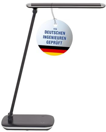 Maul LED Lampe MAULjazzy | Schreibtischlampe dimmbar | Moderne LED Schreibtischlampe inkl. USB Typ A Anschluss | Tischlampe mit 4000K | LED Tischlampe aus Aluminium | Schwarz