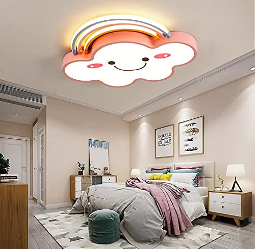Deckenleuchte LED Moderne Kinderlampe Kinderzimmer Jungen Mädchen Deckenlampe Regenbogen Wolken Lampe Dimmbar 3000K-7000K Wohnzimmer Pendellampe Mit Fernbedienung Interior Schlafzimmer Decke Lampe