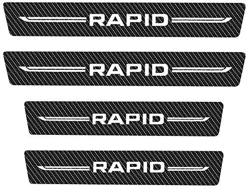 Kukeyiee 4er-Pack Auto-Karbonfaser-Einstiegsleisten für Skoda Rapid 2013 2015 2016 2017 2018 2019 2020 Kratzfeste Aufkleber-Schwellenzierleisten
