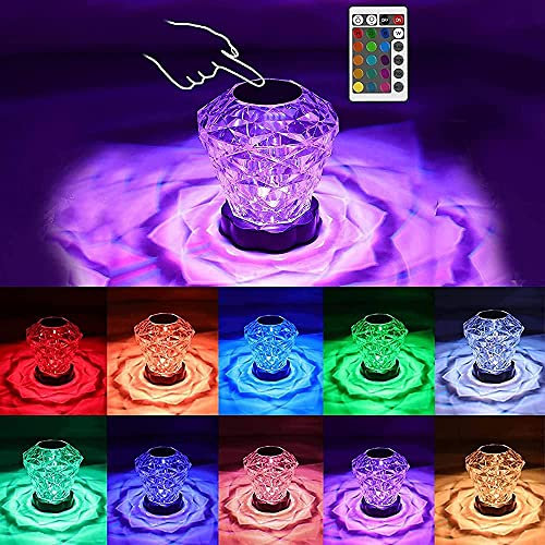 mumisuto LED Tischlampe aus Kristall, Acryl Diamant Nachttischlampe Touch und Dimmbar,Touch Control Rose Crystal Lamp Mit Fernbedienung, Nachtlicht für Schlafzimmer, Wohnzimme(Diamantkristall)
