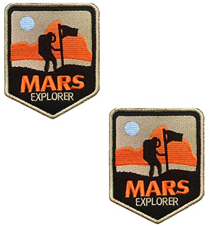 2 St. Mars Explorer Mars-Forscher Kinder Junge Männer Lustiges Biker Patch für Taktische Kleidung Rucksack Uniform Weste Jacken Jeans Hundekleidung Schulranzen