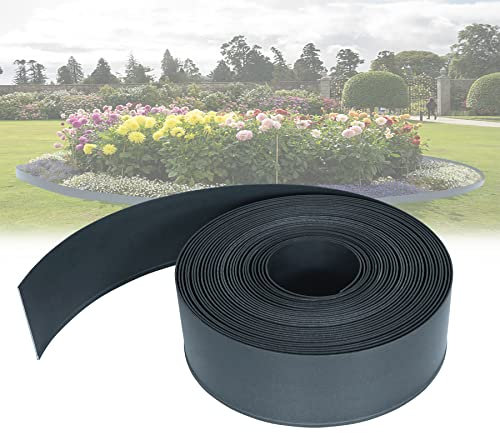 SUBTLETY 20m Rasenkante Beetumrandung Gartenumrandung PP-Kunststoff Rolle Wetterfeste Beeteinfassung Flexible Blumenbeetumrandung Rasen Mähkante für Wege, Begrenzungen, Kieswege (Anthrazit)