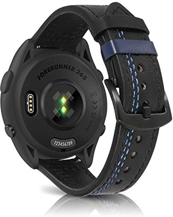 ZoRoll Armband Leder für Garmin Venu 3/vivoactive 4/Venu 2/Forerunner 265/255, 22mm LederArmbänder Premium Retro Ersatz Uhrenarmband für Garmin Darth Vader/First Avenger/Polar Vantage M - Schwarz&Blau