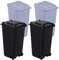GANAZONO 4PCS Mini Desk Bin Trash Cans Curbside Garbage Trash Bin Recycle Can Pen Holder Pencil Cup Desktop Organizer with Wheels and Lids