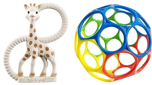Vulli - Frische-Touch - Sophie La Girafe - Beißring frisch & Bright Starts, Oball Classic, flexibler und leicht zu handhabender Ball, sensorisches Aktivitätsspielzeug