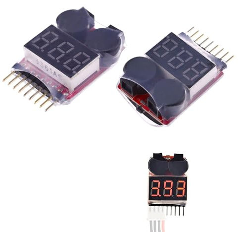 zalati Lipo Battery Testers 2pcs RC 1-8s Lipo Battery Low Voltage Alarm Buzzers Reminders with LED Display for Lipo, Li-Ion, LiMn, Li-Fe Battery