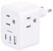 Addtam Adattatore da viaggio europeo, 3 prese, 2 USB C, 1 USB A, essenziale per Europa, UE, Spagna, Italia, Francia