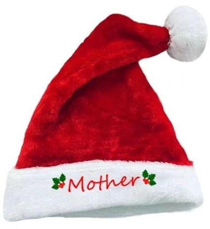 TERPCO Rot Schwarz Plüsch Weihnachtsmütze Plüsch Weihnachtsmütze für Erwachsene Kinder Weihnachtsmann Mütze Partyzubehör Geschenk Weihnachtsdekoration-A