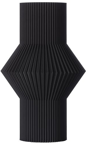 3D Vase Dekovase Banu 30cm Bodenvase Blumenvase Deko Vase Pampasgras Trockenblumen (Schwarz)