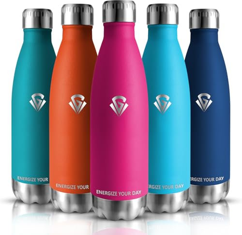 Grsta Gourde - Gourde Isotherme - 500ml - Bouteille Isotherme, sans BPA, Gourde INOX Reutilisable, Gourde Enfant & Adulte pour école, Bureau, Gym, Voyage