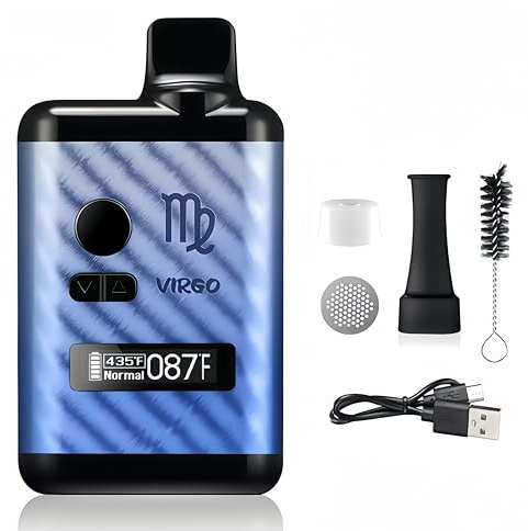 Vaporisateur Virgo pour herbes sèches, chambre chauffante en céramique, affichage OLED et contrôle de la température (bleu)
